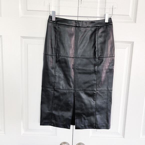 White House Black Market Faux Leather Paneled Pencil Skirt - Picture 1 of 6